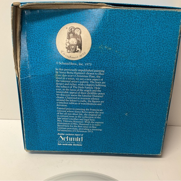 vtg HUMMEL - SCHMID BROTHERS Limited Edition 1973 Christmas Plate - The Nativity - Picture 6 of 6